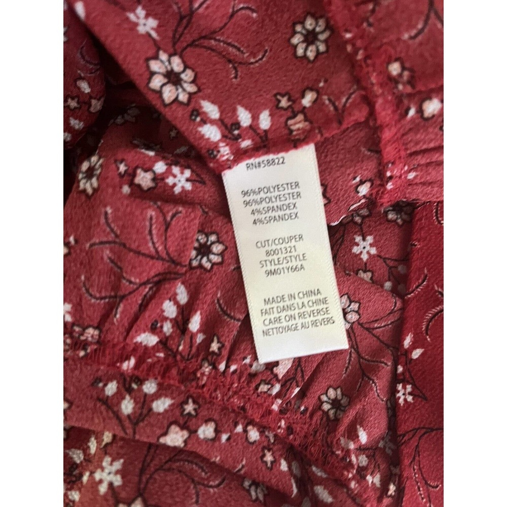 Max Studio Red Floral Bubble Crepe Knee Length Cottagecore Style Dress Size XS - Picture 8 of 8